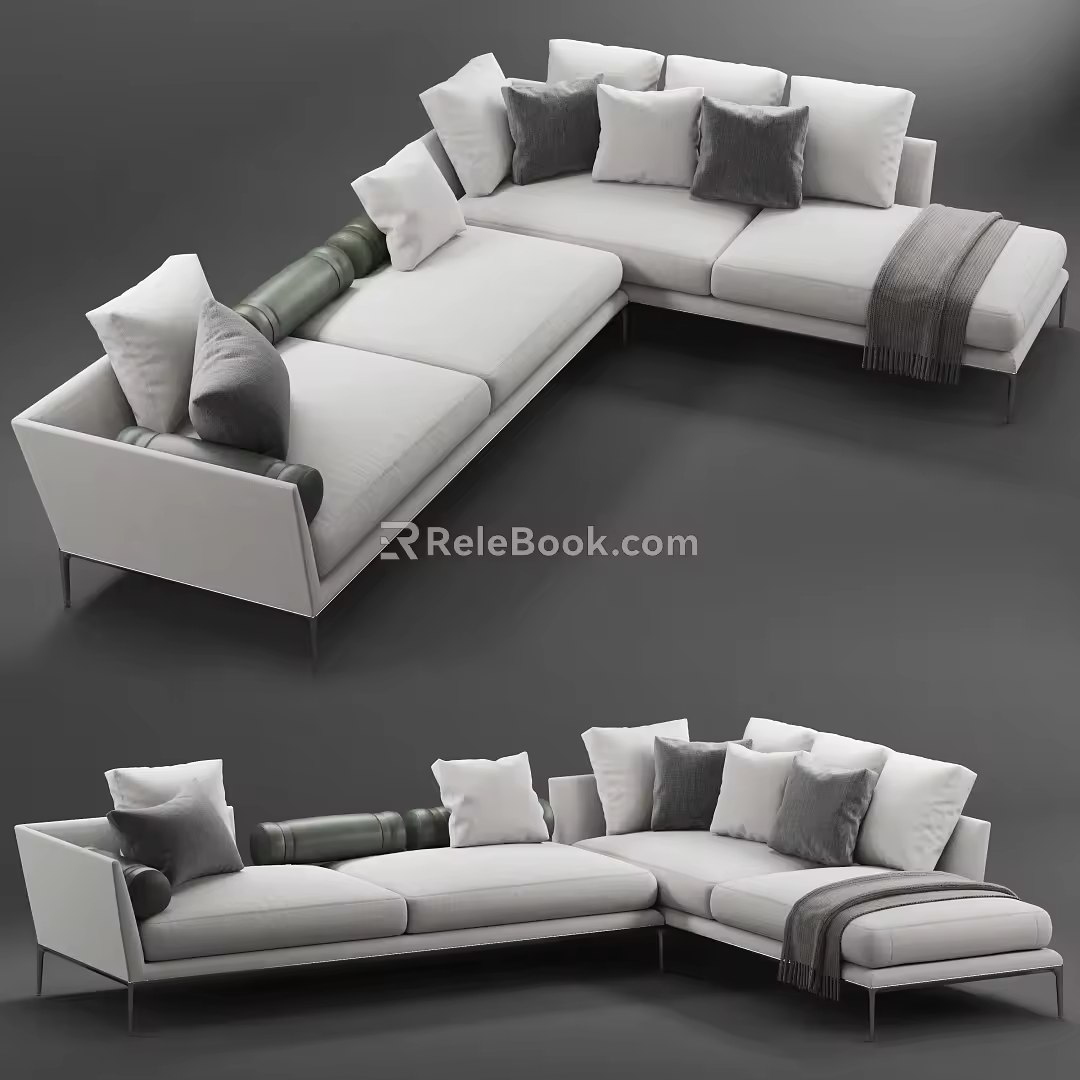Italian simple gray multiplayer sofa 3d model