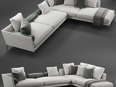 Italian simple gray multiplayer sofa 3d model