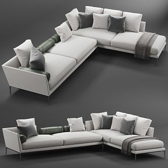 Italian simple gray multiplayer sofa 3d model