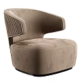 Modern Beige Velvet Single Sofa With Curved Armrest And Quilted Stitching Design