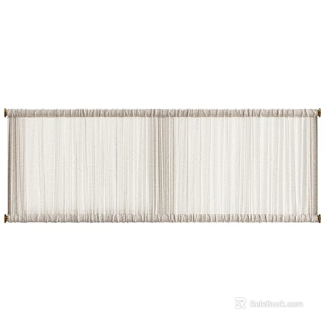 Beige Linen Curtains With Modern Pleated Design And Light Filtering Feature 3d model 