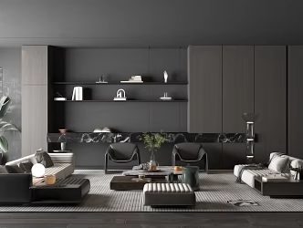 modern style living room 3d model