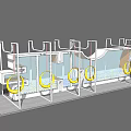 Kids Indoor Playground Equipment With Yellow Hanging Rings White Frames And Ball Pit
