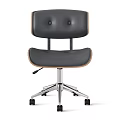Swivel Table And Chair Combination With White Dark Leather Seats Wooden Backs Metal Bases