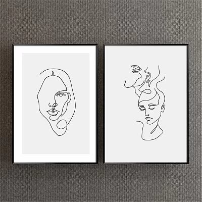 Modern Figure Painting Simple Gray Commercial Space Figure Decorative Painting 3d model