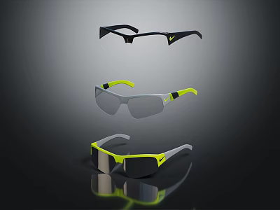 Three Pairs of Stylish Sunglasses with Different Color Frames and Dark Tinted Lenses 3d model