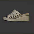 Stylish Women's Perforated Platform Slippers with Golden Sole and Red Insole