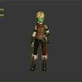 3D Cartoon Character Model With Blonde Hair Red Scarf Top Pants And Boots