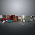 Colorful Furniture Models With Different Styles Including Cabinets Chairs Tables And Shelves On Gray Background