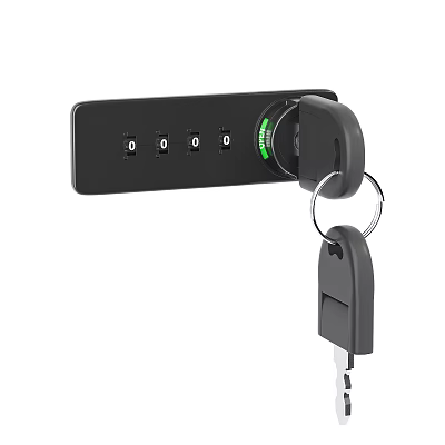 Keypad Combination Door Lock With Numeric Buttons Key Slot And Green Light 3d model
