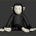 Plush Monkey Doll With Black Body White Face Hands And Feet Sitting Position