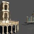 Architectural Models Featuring Tower Platform With Ornate Columns And Transparent Elements