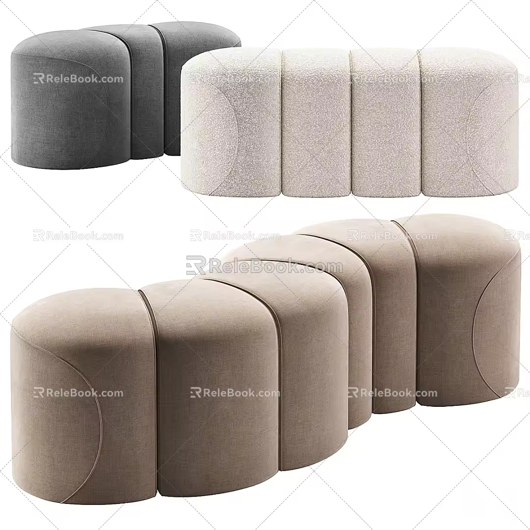 Meridiani cushion stool 3d model