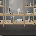 Minimalist Wooden Bookshelf With Multi Tiered Shelves Books Vases And Decorative Items