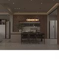 Modern Living And Dining Room Interior With Sofa Coffee Table Dining Table And Bookshelf