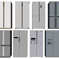 Modern Refrigerators in Various Styles and Multiple Models with Different Finishes on 3d model