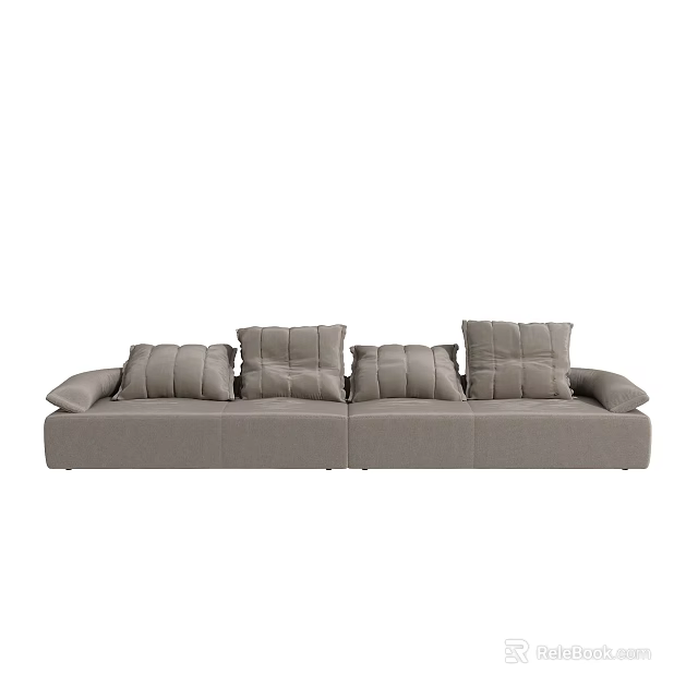 Modern Light Gray Multi Seater Sofa With Comfortable Plush Cushions And Sleek Design 3d model