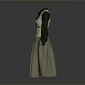 Elegant Vintage Women's Outfit With Black Long Sleeves Beige Vest And Gold Buttons