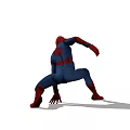Game And Movie Character SpiderMan in Red And Blue Costume Crouching Pose With Iconic Design