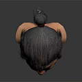 3D Fantasy Male Character Head Featuring Dark Spiky Hair Beard Red Eyes And Facial Scar