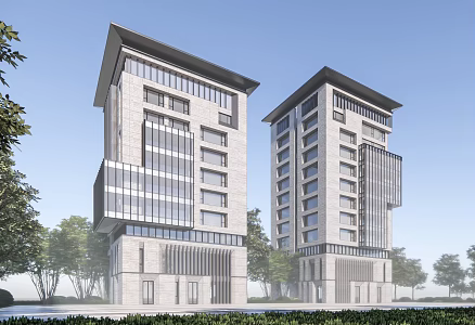 Modern Office Building Simple Office Building Commercial Building Hotel 3d model
