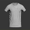 White Short Sleeve V Neck T Shirt With Chest Logo Casual Sporty Design