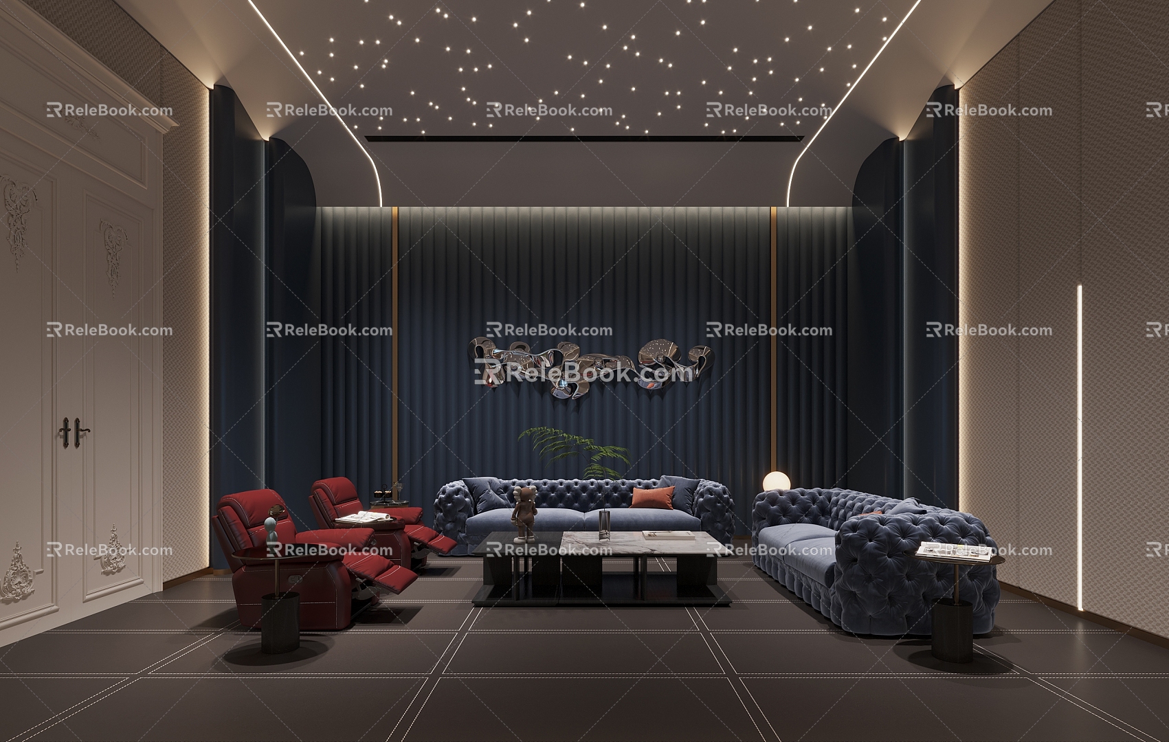 modern video room home theater audio-visual room 3d model