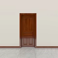 Wooden Hinged Door With Dark Brown Panel Design For Home Interior 3d model