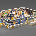 Colorful Kids Playground with Slides Castle Train and Interactive Play Areas