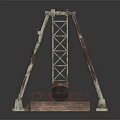 Vintage Water Transport With Triangular Rustic Metal Frame Red Railings And Wooden Seats