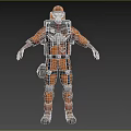Game Movie Character in Orange Workwear Uniform With Safety Helmet And Backpack