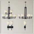 New Chinese style lamp combination chandelier 3d model