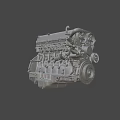 Detailed Automotive Engine With Cylinder Head Piston And Mechanical Components