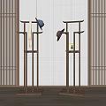 Modern Wooden Coat Racks With Hat And Scarf In Minimalist Interior Design