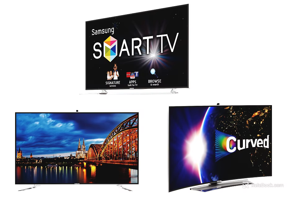 Samsung Smart TV And Curved Television With High Definition Visual Displays 3d model 