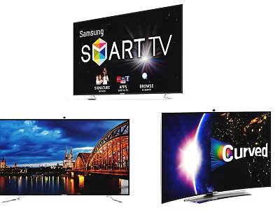 Samsung Smart TV And Curved Television With High Definition Visual Displays 3d model