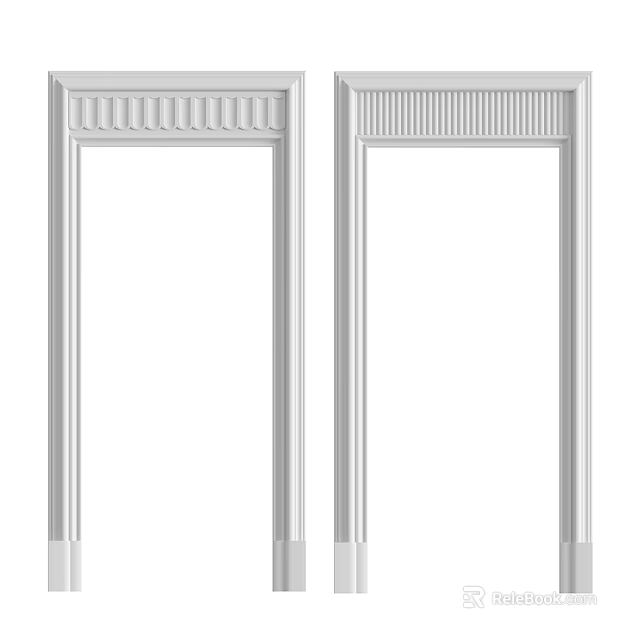 White Door Frames With Decorative Top For Interior Decoration Simple Design 3d model 