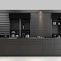 Modern Kitchen Interior With Sleek Black Cabinets And Functional Storage Elements 3d model