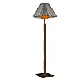 Modern Floor Lamp With White Lampshade Spiral Pole And Square Base