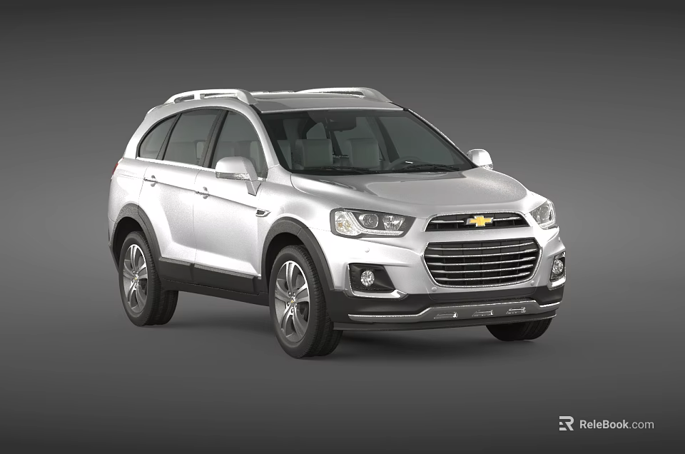 Silver Chevrolet SUV With Roof Rack Modern Front Grille And Sleek Design 3d model 