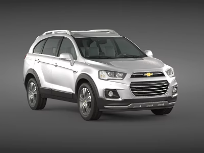 Silver Chevrolet SUV With Roof Rack Modern Front Grille And Sleek Design 3d model