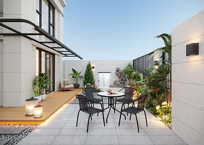 Courtyard Home Courtyard Villa Courtyard Waterscape Courtyard Landscape Leisure Courtyard Garden 3d model
