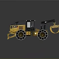 Yellow Caterpillar Logging Equipment With Large Chain Tires And Grapple