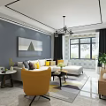 Modern Minimalist Living Dining Room Interior With White Brick Wall TV And Wooden Stand