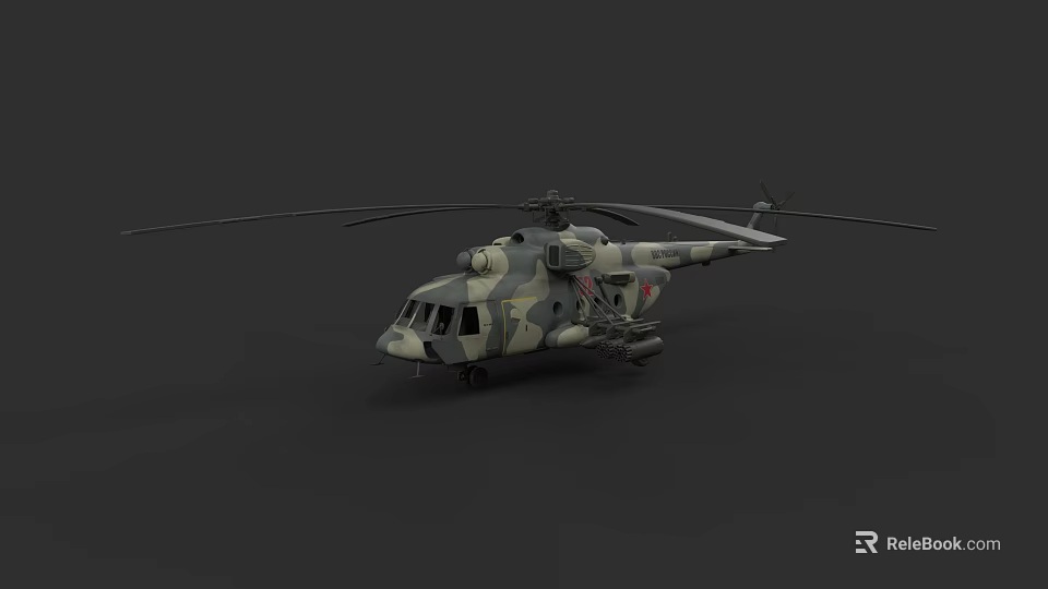 Camouflage Military Helicopter Weapon for Army Combat Operations and Defense Equipment 3d model 