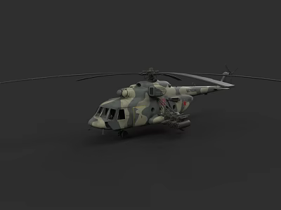 Camouflage Military Helicopter Weapon for Army Combat Operations and Defense Equipment 3d model