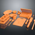 Wooden Kitchen Tableware Set With Tray Bowl Cup Cutting Board Spoon And Spatula