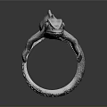 Silver Gray Chameleon Shaped Ring With Metallic 3D Design And Reflective Surface 3d model