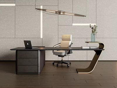 modern office desk and chair 3d model