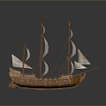 Retro sailing ship ancient ship ancient warship large ancient ship ancient warship 3d model